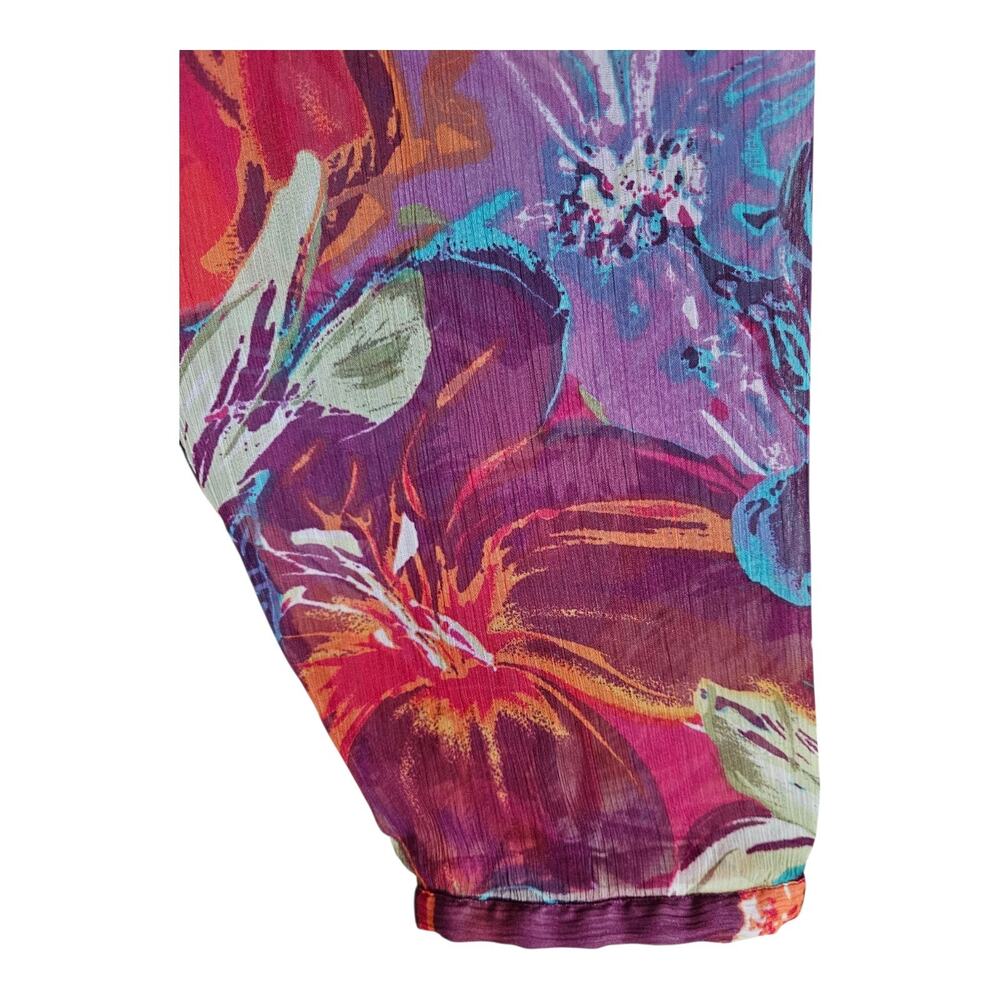 LANE BRYANT Plus 22 24 Babydoll Blouse Semi Sheer Multicolor Embellished Bust 50 - Picture 6 of 8